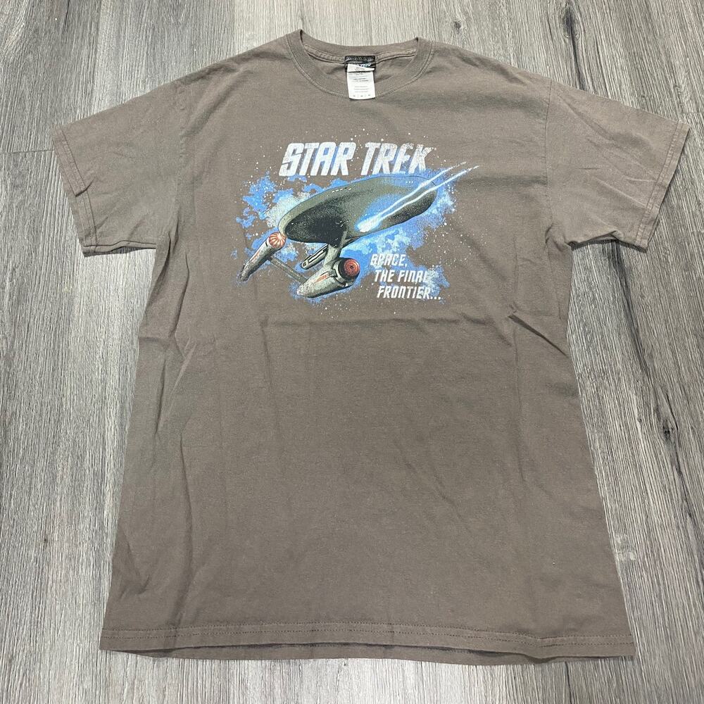 Star Trek USS Enterprise Space The Final Frontier Graphic T-Shirt Gray Men's M